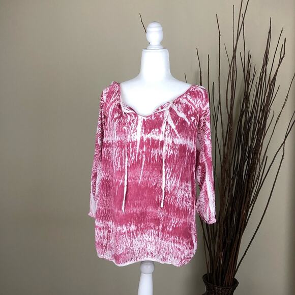 BETRO SIMONE Red Splatter Blouse Tunic Abstract Boho Knit - Picture 6 of 6